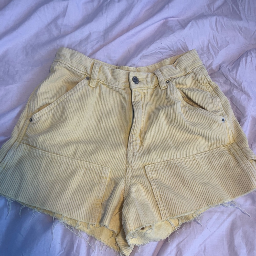 Yellow Corduroy Women Shorts
